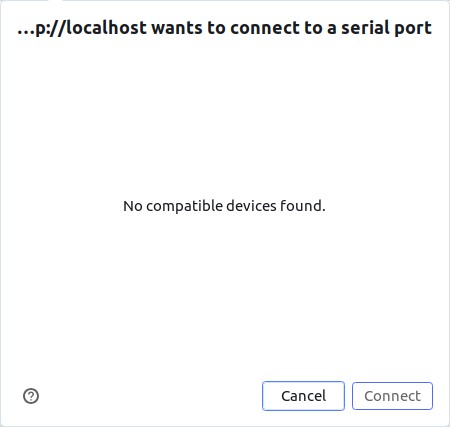 Connect Popup Menu No Selections